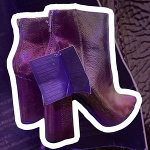 NWT- Deep Burgundy Boot with Chunky Block Heel